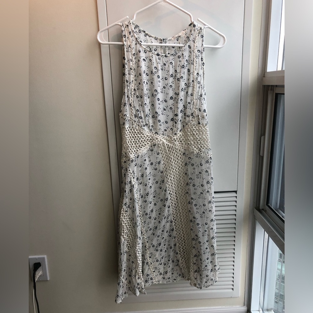 COPY - White floral Anthropologie dress with net paneling